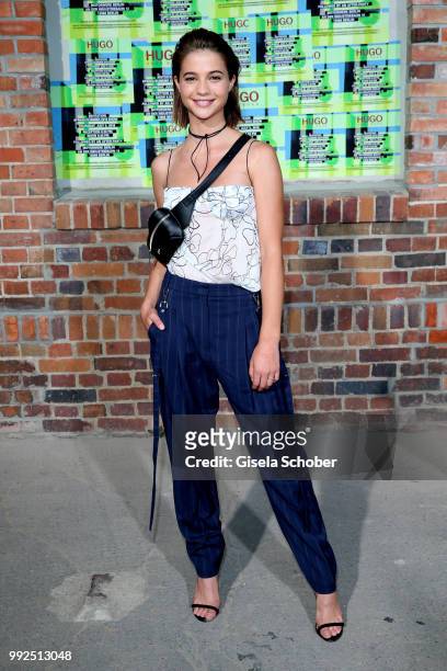 Lisa-Marie Koroll attends the HUGO show during the Berlin Fashion Week Spring/Summer 2019 at Motorwerk on July 5, 2018 in Berlin, Germany.