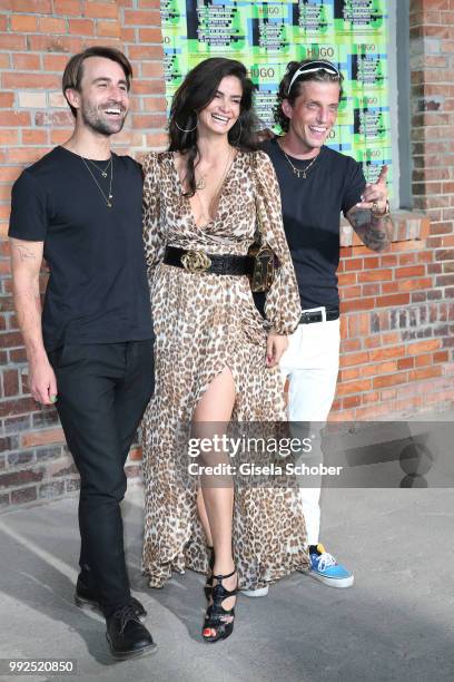 David Kurt Roth, Shermine Shahrivar and Carl Jakob Haupt, Dandy Diary, attend the HUGO show during the Berlin Fashion Week Spring/Summer 2019 at...