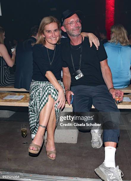Petra Fladenhofer - Director Brand & Marketing - Kadewe, and Marcus Luft attend the HUGO show during the Berlin Fashion Week Spring/Summer 2019 at...