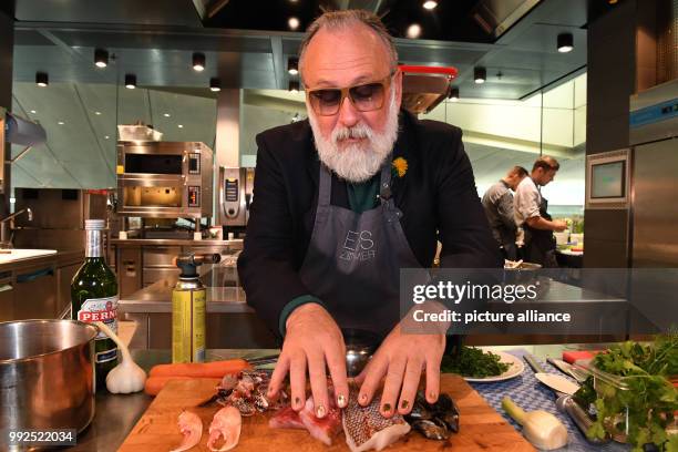 Artist Friedrich Liechtenstein preparing a bouillabaisse at BMW Welt in Munich, Germany, 20 October 2017. Friedrich Liechtenstein and chef Bobby...