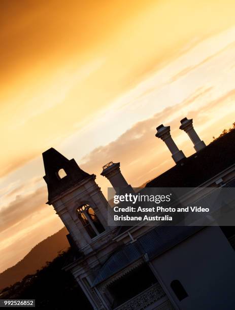 digital-realism-church-home-with-tower-orange-sunset-sky-20150803.jpg - photo realism stock pictures, royalty-free photos & images