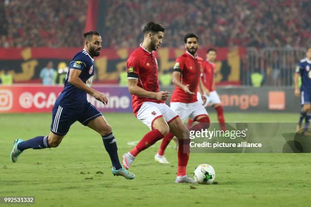 Al-Ahly's Moroccan forward Walid Azaro scores during the second-leg of the CAF Champions League Semifinal football match between Tunisia's Etoile...