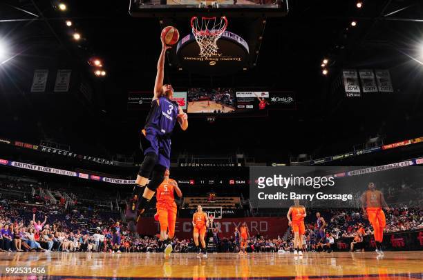 Diana Taurasi of the Phoenix Mercury shoots the ball against the Connecticut Sun on July 5, 2018 at Talking Stick Resort Arena in Phoenix, Arizona....
