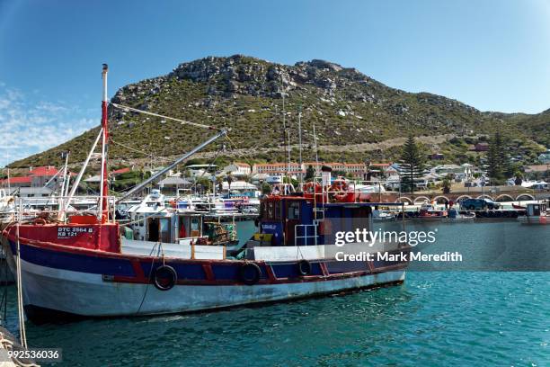 colourful fishing boats in kalk bay harbour, cape town - cape town harbour stock pictures, royalty-free photos & images