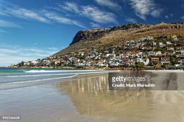 fish hoek beach on the cape peninsula - fish hoek stock pictures, royalty-free photos & images