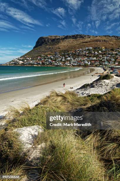 fish hoek beach on the cape peninsula - fish hoek stock pictures, royalty-free photos & images