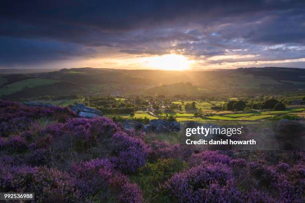 baslow edge sunset - baslow stock pictures, royalty-free photos & images