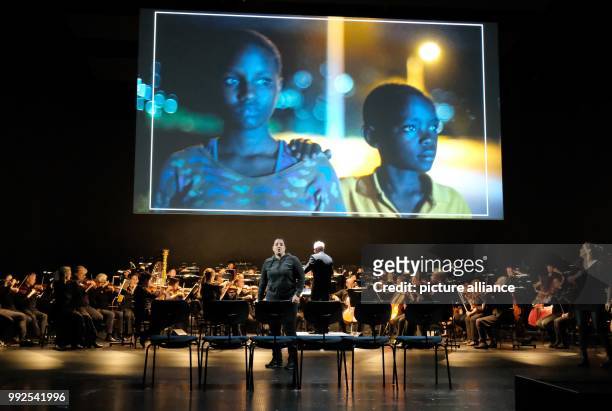 Opera singer Diana Haller , rehearsing with the orchestra for a new production of the opera "Hansel and Gretel" in the Opera House in Stuttgart,...