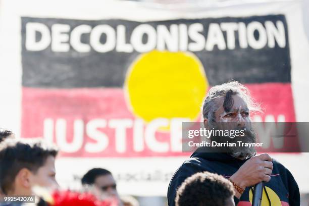 Thousands of people take part in the NAIDOC march on July 6, 2018 in Melbourne, Australia. The march marks the start of NAIDOC Week, which runs this...