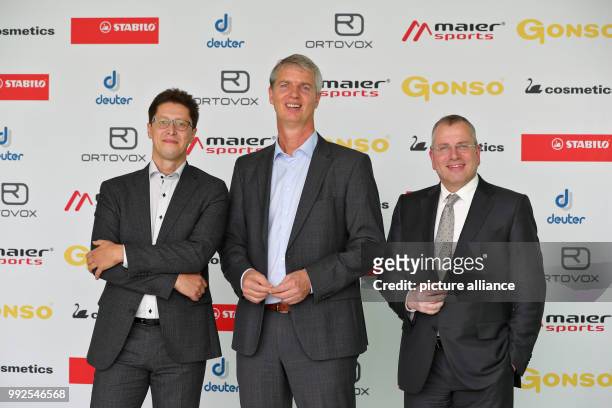Martin Reim, Sebastian Schwanhäußer and Jörg Karas, members of the board of directors of Schwan-Stabilo, at the company's annual financial press...