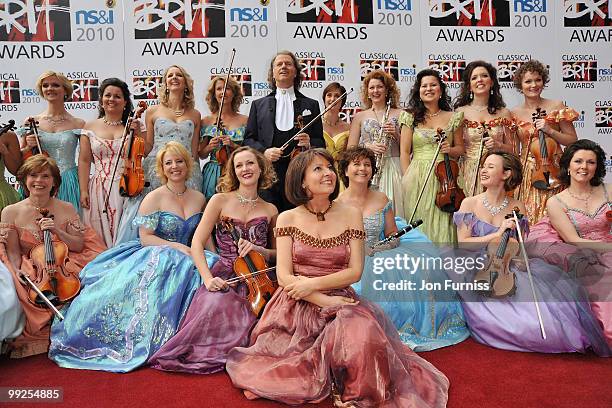 Composer Andre Rieu and the Johann Strauss Orchestra attend the Classical BRIT Awards held at The Royal Albert Hall on May 13, 2010 in London,...