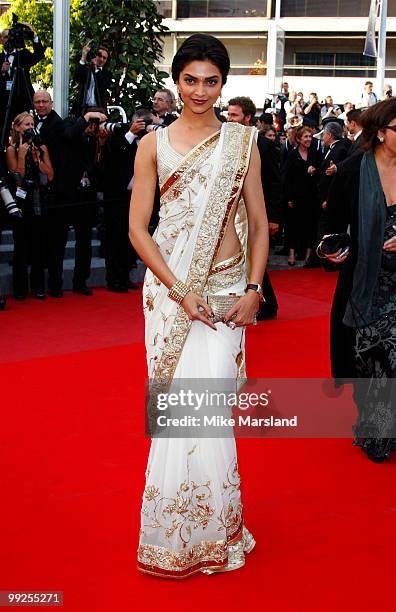 Deepika Padukone attends the Premiere of 'On Tour' at the Palais des Festivals during the 63rd Annual International Cannes Film Festival on May 13,...