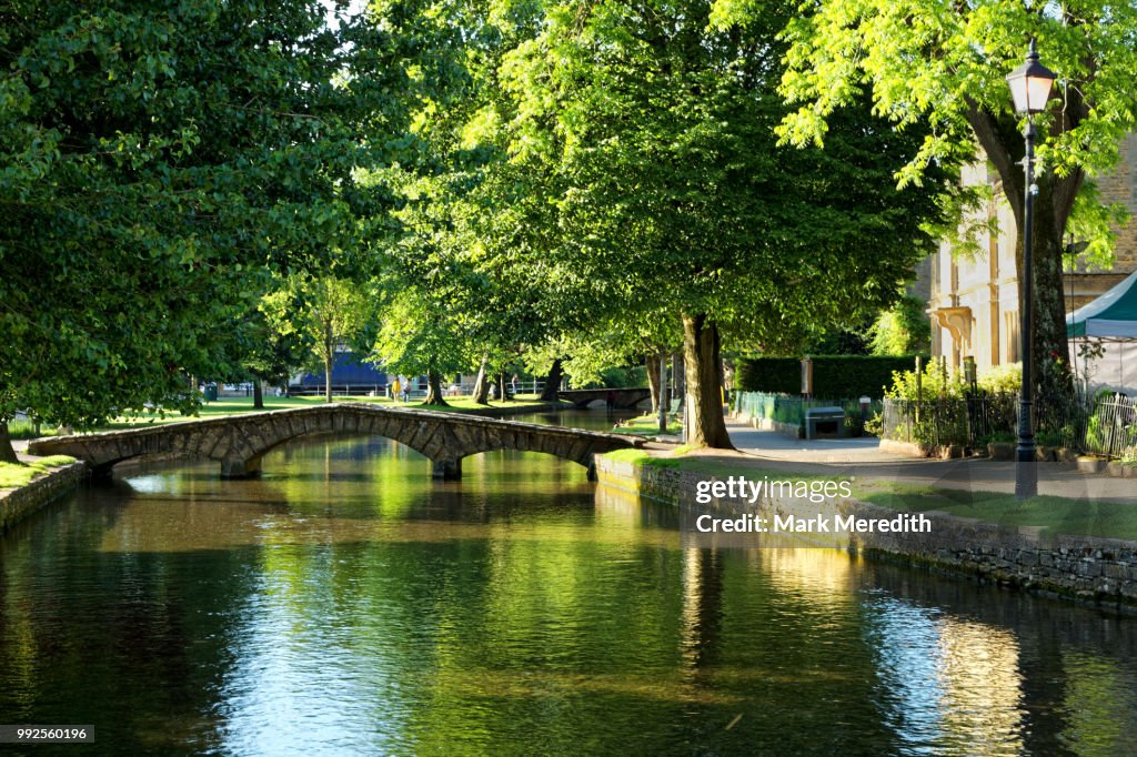 Windrush river in Bourton-on-the-Water in the Cotswolds, Gloucestershire, England