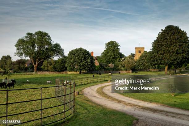 cotswold summer evening in aston le walls near banbury, northamptonshire, england - northants stock pictures, royalty-free photos & images
