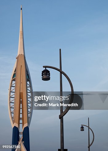 Emirates Spinnaker Tower with lampposts in Portsmouth, Hampshire, England Emirates Spinnaker Tower with lampposts in Portsmouth, Hampshire, England