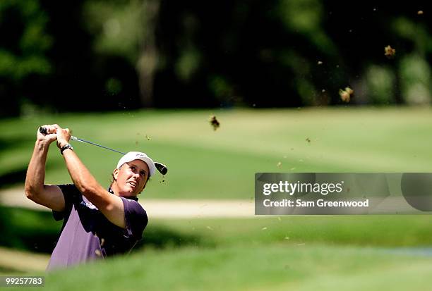 Phil Mickelson hits a shot during the final round of THE PLAYERS Championship held at THE PLAYERS Stadium course at TPC Sawgrass on May 9, 2010 in...