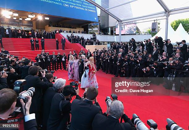 Dirty Martini, Mimi Le Meaux, Julie Atlas Muz, Suzanne Ramsey ,director Mathieu Amalric, Evie Lovelle and Roky Roulette attend the 'On Tour' Premiere...