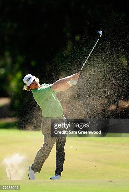 Charley Hoffman hits a shot during the final round of THE PLAYERS Championship held at THE PLAYERS Stadium course at TPC Sawgrass on May 9, 2010 in...