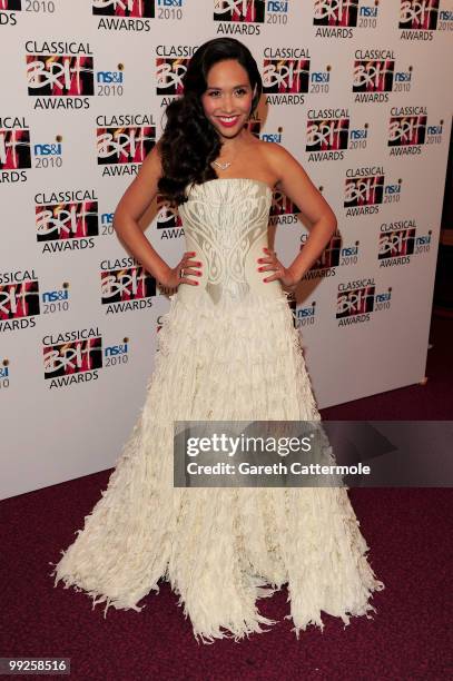 Myleene Klass poses in the Winners Room during the Classical BRIT Awards at Royal Albert Hall on May 13, 2010 in London, England.