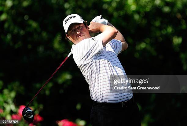 Tim Clark of South Africa hits a tee shot during the final round of THE PLAYERS Championship held at THE PLAYERS Stadium course at TPC Sawgrass on...