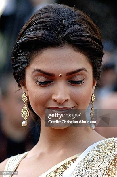 Actress Deepika Padukone attends the 'On Tour' Premiere at the Palais des Festivals during the 63rd Annual Cannes Film Festival on May 13, 2010 on...