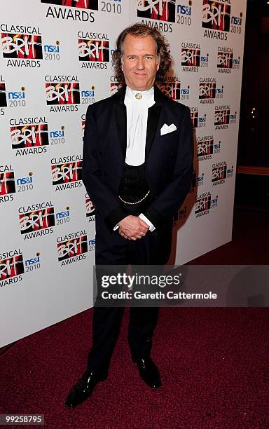 Composer Andre Rieu poses in the Winners Room during the Classical BRIT Awards at Royal Albert Hall on May 13, 2010 in London, England.