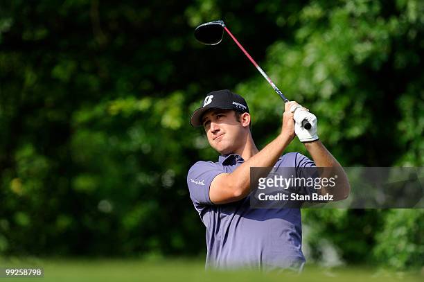 Kevin Chappell hits from the first tee box during the first round of the BMW Charity Pro-Am at the Thornblade Club held on May 13, 2010 in Greer,...
