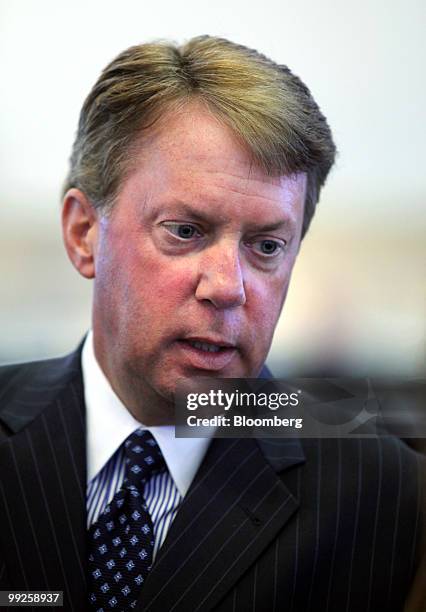 Terry Duffy, executive chairman, CME Group Inc., speaks during a tour of the company's new Global Command Center technology facility in Chicago,...