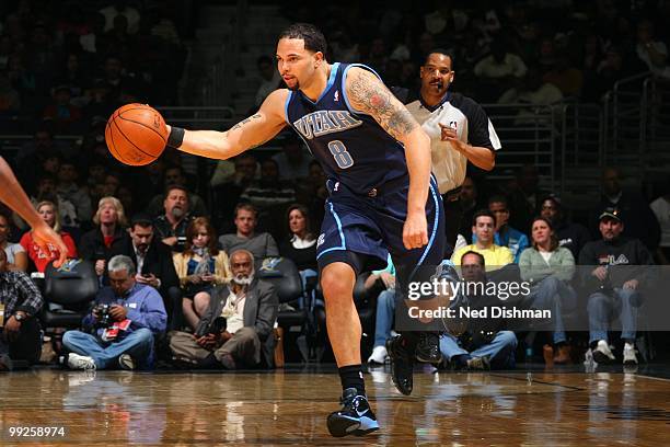 Deron Williams of the Utah Jazz dribbles against the Washington Wizards during the game at the Verizon Center on March 27, 2010 in Washington, D.C....