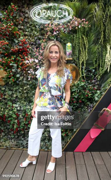 German presenter Bettina Cramer attends The Fashion Hub during the Berlin Fashion Week Spring/Summer 2019 at Ellington Hotel on July 5, 2018 in...