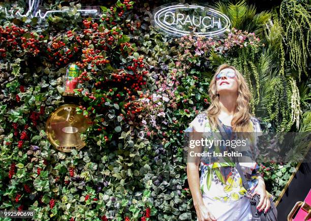 German presenter Bettina Cramer attends The Fashion Hub during the Berlin Fashion Week Spring/Summer 2019 at Ellington Hotel on July 5, 2018 in...