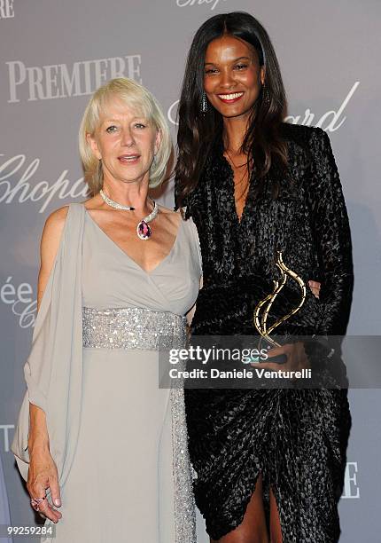 Dame Helen Mirren and model Liya Kebede attend The Chopard Trophy at the Hotel Martinez during the 63rd Annual International Cannes Film Festival on...