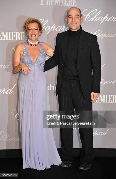 Vice President of Chopard Caroline Gruosi-Scheufele and actor Jean-Marc Barr attend the Chopard Trophy at the Hotel Martinez during the 63rd Annual...