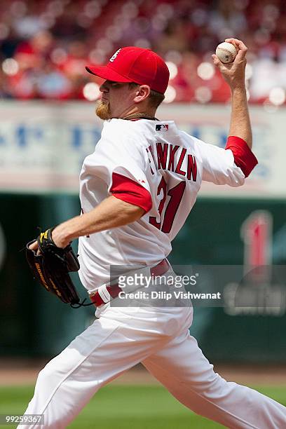 Relief pitcher Ryan Franklin of the St. Louis Cardinals throws against the Houston Astros at Busch Stadium on May 13, 2010 in St. Louis, Missouri....