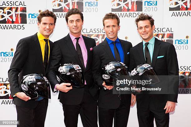 Stephen Bowman, Ollie Baines, Jules Knight and Barney of Blake attend the Classical BRIT Awards at Royal Albert Hall on May 13, 2010 in London,...