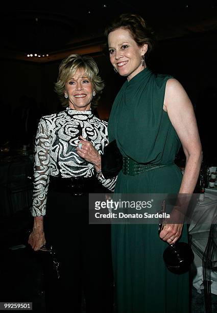 Honorees Jane Fonda and Sigourney Weaver attend ELLE Magazine's 15th Annual Women in Hollywood Tribute held at The Four Seasons on October 6, 2008 in...