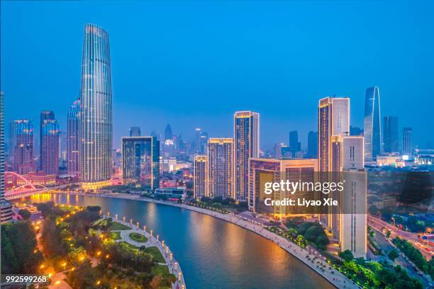 aerial view of tianjin haihe river - xie liyao stock pictures, royalty-free photos & images