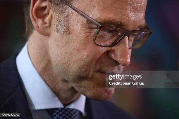 Jens Weidmann, President of the Bundesbank, attends the weekly German government cabinet meeting on July 6, 2018 in Berlin, Germany. Today's cabinet...