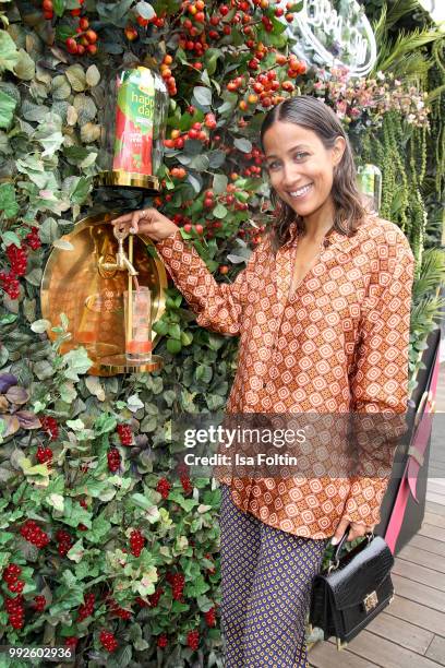 German presenter Rabea Schif attends The Fashion Hub during the Berlin Fashion Week Spring/Summer 2019 at Ellington Hotel on July 5, 2018 in Berlin,...