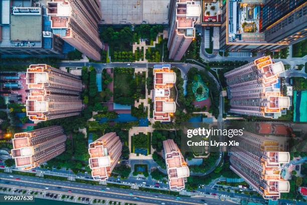 aerial view of residential building - xie liyao stock pictures, royalty-free photos & images