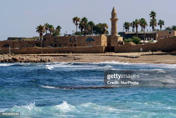 View of a Bosnian Mosque in the ancient port city of Caesarea, Israel on June 24, 2018. Caesarea National Park is known for its Roman amphitheater,...