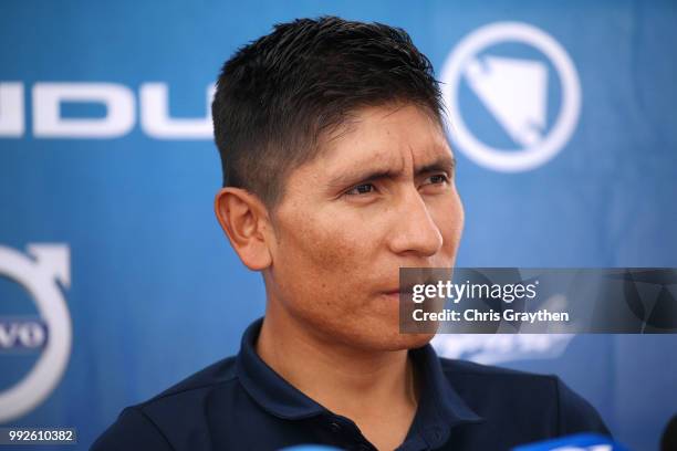 Nairo Quintana of Colombia and Movistar Team /during the 105th Tour de France 2018, Movistar Team press conference / TDF / on July 6, 2018 in Cholet,...