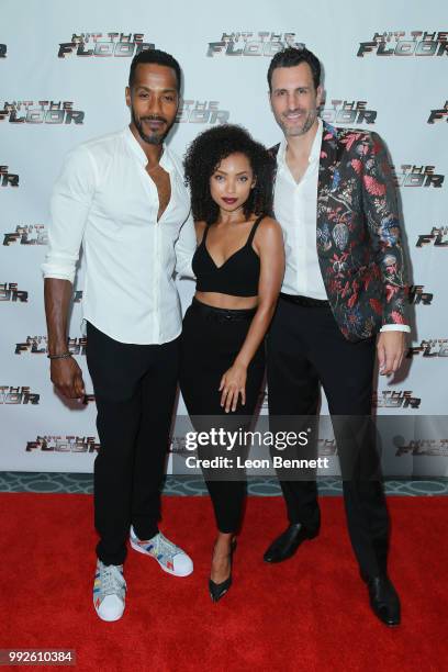 McKinley Freeman, Logan Browning and James LaRosa attend "Hit the Floor" Season 4 Cast & Crew Premiere Screening on July 5, 2018 in Los Angeles,...