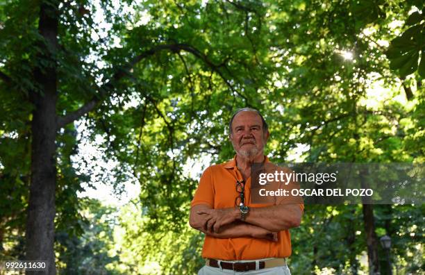 Juan Chicharro, president of the Francisco Franco Foundation, which defends the dictator's memory, poses at the El Retiro park in Madrid on July 03,...