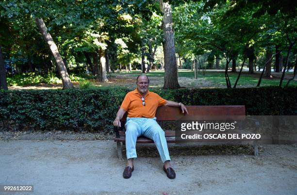 Juan Chicharro, president of the Francisco Franco Foundation, which defends the dictator's memory, poses at the El Retiro park in Madrid on July 03,...