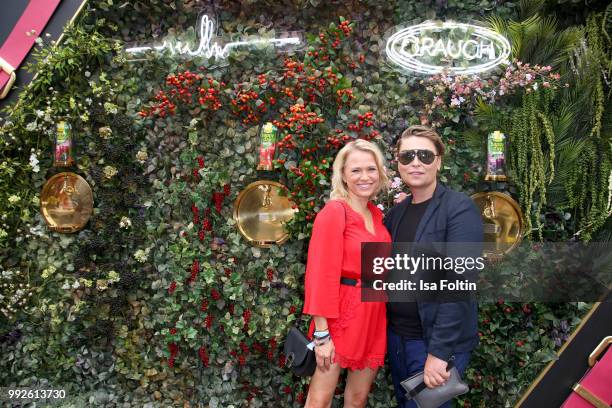 Nova Meierhenrich and Dawid Tomaszewski attends The Fashion Hub during the Berlin Fashion Week Spring/Summer 2019 at Ellington Hotel on July 5, 2018...