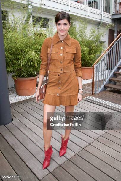 Model Marie Nasemann attends The Fashion Hub during the Berlin Fashion Week Spring/Summer 2019 at Ellington Hotel on July 5, 2018 in Berlin, Germany.