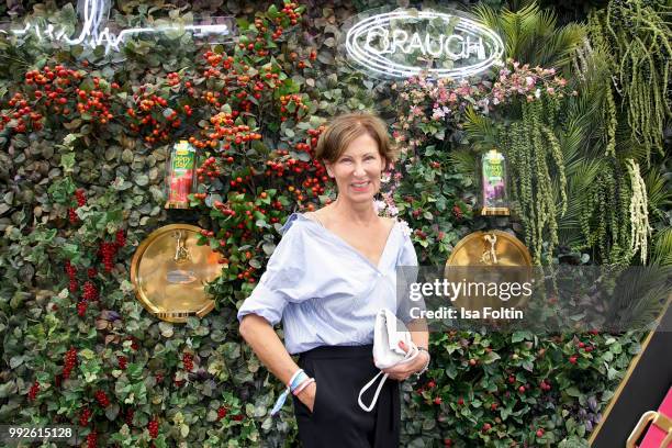 Fashion Designer Eva Lutz attends The Fashion Hub during the Berlin Fashion Week Spring/Summer 2019 at Ellington Hotel on July 5, 2018 in Berlin,...