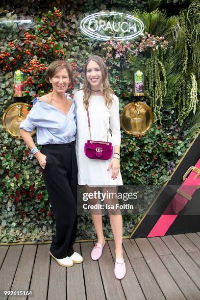 Fashion Designer Eva Lutz and Alana Siegel attends The Fashion Hub during the Berlin Fashion Week Spring/Summer 2019 at Ellington Hotel on July 5,...