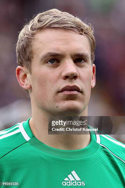 Manuel Neuer of Germany looks on before the international friendly match between Germany and Malta at Tivoli stadium on May 13, 2010 in Aachen,...